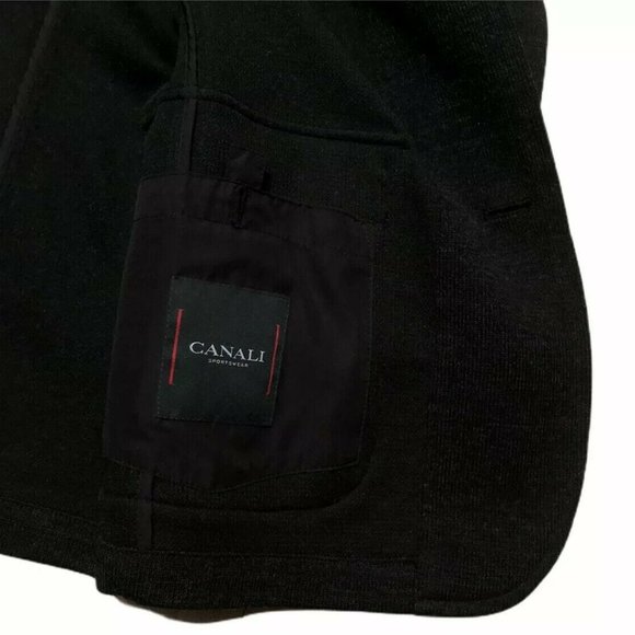 Canali Sportswear Made In Italy Black Gray Coat Blazer Jacket SZ 50 8318 Q2 - Picture 5 of 7